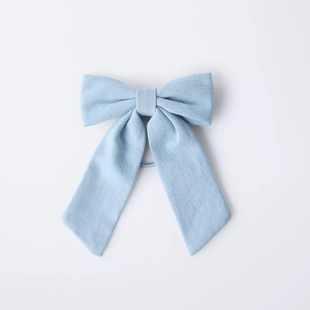 Zara kids, blue, Denim bow bobby pin hair tie